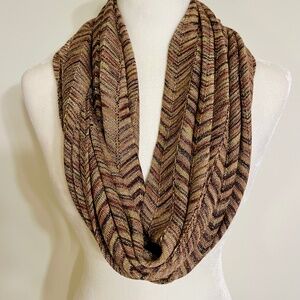 Missoni Gold / Brown Printed Infinity Chevron Scarf - NEW